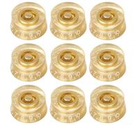 Lot de 9 housses de bouton de guitare électrique dorées pour Fender pour Gibson pour CTS, boutons de volume transparents avec tige fendue à 24 dents
