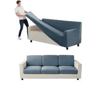 Lot de 9 housses de canapé en velours extensible, taille XL, pour grands canapés avec dossiers et coussins de siège séparés, protection élégante de meubles gris et bleu