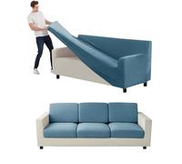 Lot de 9 housses de canapé extensibles en velours de qualité supérieure pour grands canapés avec dossiers séparés et coussins de sièges parfaits pour les meubles de salon (bleu-vert, taille XL)