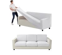 Lot de 9 housses de canapé extensibles en velours pour meubles de salon avec housses principales séparées, dossiers et coussins de siège - Protection de canapé élégante blanche