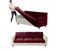 Lot de 9 housses de canapé extensibles en velours pour salon avec dossiers séparés et housses de coussin de siège (rouge vin)