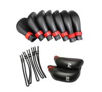 Lot de 9 housses de protection en PVC pour club de golf avec cales de corde, couvre-club de fer, protection de putter en PVC noir pour conducteur