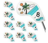Lot de 9 housses pour têtes de bâtons de golf - étui de protection avec motif tropical, couvre-fers | pour terrain de golf, zone de tir, tournoi en plein air, jeu, voyage et pratique