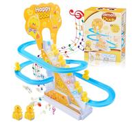Lot de 9 Jouet en Forme de Canard pour escalier，Little Duck Track Slide Toys pour Enfants, Jouets Canard avec lumières LED Clignotantes Jouet pour pour Enfants