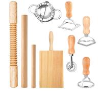 Lot de 9 kits de fabrication de pâtes, avec rouleaux à pâtes, planche à gnocchi, coupe-pâte, machine à boulettes, emporte-pièces pour ravioli, fabrication efficace de pâtes, kit d'outils pour la