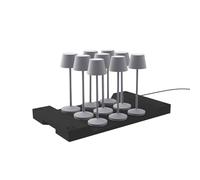 Lot de 9 lampes de table sans fil LED blanc chaud dimmable EMILY GREY H25cm avec plateau de chargement