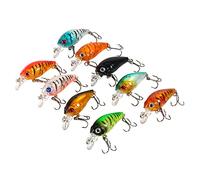 Lot de 9 Leurre Pêche Surface Flottante, Leurre de Pêche avec Yeux 3D Réalistes, Leurre Crankbait 4.5cm 4g Convient à l'eau Douce ou Salée pour Brochet, Perche, Truites, Basse, Silure