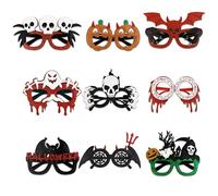 Lot de 9 lunettes d'Halloween - Lunettes effrayantes citrouille, chauve-souris et squelette, parfaites pour les photomatons d'enfants et les fêtes costumées