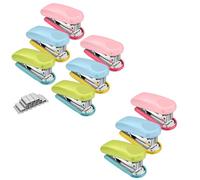 Lot de 9 mini agrafeuses avec agrafes - Capacité de 16 feuilles - Petites agrafeuses pour l'école, le bureau et la maison, comprend 2 000 agrafes en rose et couleurs assorties