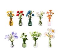 Lot de 9 mini vases mignons pour réfrigérateur, petits vases en verre pour réfrigérateur, aimants 3D amusants et esthétiques pour pot de fleurs pour bureau, école, casier, cuisine, décoration de petit