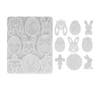 Lot de 9 moules en silicone pour Pâques - Lapin et œuf de Pâques - Moule en silicone avec fleurs - Moule en silicone - Moule à couler - Moule en silicone pour le printemps - Moule à couler - Moule en