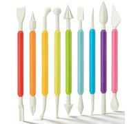 Lot de 9 outils d'argile séchée à l'air libre pour enfants, outils à double extrémité, kit d'outils en polymère pour projet de moulage, roue de poterie, fournitures d'artisanat, professionnels