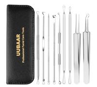 Lot de 9 outils professionnels pour enlever les points noirs et les boutons - En acier inoxydable - Pour enlever les points noirs, le visage et le nez