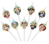 Lot de 9 pailles en papier avec médaillons One Piece - Multicolore