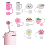 Lot de 9 pailles pour Stanley Cup 10 mm, en silicone étanche à la poussière, couvercle de paille, kit d'accessoires en silicone, couvercles de paille, bonnets non inclus