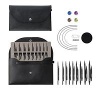 Lot de 9 paires d'aiguilles à tricoter circulaires interchangeables en aluminium avec rangement pour tissage de fil 3 mm à 6 mm