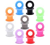 Lot de 9 paires de plugs d'oreille flexibles en silicone pour piercing, Silicone