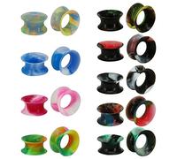Lot de 9 paires d'écarteurs d'oreille en silicone souple et coloré, Silicone