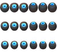 Lot de 9 paires d'embouts de rechange en silicone pour écouteurs intra-auriculaires de 3,8 mm à 5,1 mm,S/M/L,noir/bleu