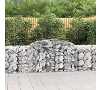 Lot de 9 paniers gabions, 300 x 50 x 80/100 cm, fer galvanisé, design arche haute, mur de jardin, jardinière pour l'extérieur