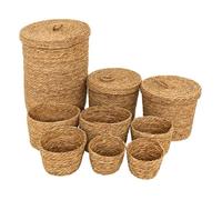 Lot de 9 paniers ronds Little cottage jonc D14/19/24/28/35cm - Atmosphera Créateur d'intérieur