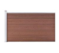 Lot de 9 panneaux de clôture WPC - 175 x 105 cm - Marron - 9 panneaux de clôture WPC avec veinure de bois et impression uniforme - Avec 1 poteau, 1 socle en acier et barre en aluminium, simple