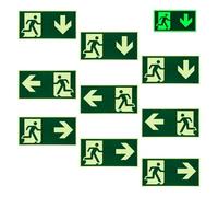 Lot de 9 panneaux de sortie de secours phosphorescents, autocollants, avec direction « gauche, droite », « bas », convient pour les hôtels, les écoles et les immeubles de bureaux