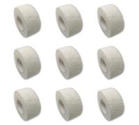 Lot de 9 pansements pour doigt - Sans colle - 2,5 cm x 4,5 m - Élastique, imperméable, cohésif (blanc)