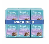 Lot de 9 paquets de 25 lingettes humides pour chiens et chats Essence lavande et vanille - Lingettes humides - Nettoyant pattes de chien - Éliminateur d'odeurs - Lingettes - Nettoyage des pattes de