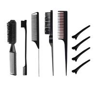 Lot de 9 peignes multi-usages pour soins des cheveux - Pince à cheveux - Peigne queue - Brosse à cheveux - Outil de toilettage pour un coiffage lisse