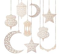 Lot de 9 pendentifs en bois, décoration de Ramadan, décoration islamique, décoration de l'Aïd Ramadan, décorations musulmanes, serment à faire soi-même, décoration de fête de Ramadan Mubarak
