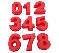 Lot de 9 petits moules à gâteau en silicone en forme de chiffres pour gelée, chocolat, bonbons, muffins (10,2 cm)