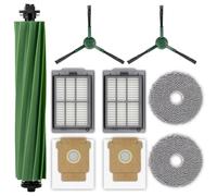 Lot de 9 pièces de rechange pour aspirateur Roomba Plus 505 Combo Robot Roomba Plus 505 Combo / Roomba Plus 405 Combo Robot, 1 brosse à rouleau, 2 sacs à poussière, 2 serpillères, 2 brosses latérales