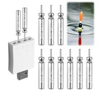 Lot de 9 piles CR425 compatibles avec les flotteurs LED - Rechargeables - Pour cloches d'alarme de pêche et flotteurs de pêche - Avec chargeur et batteries