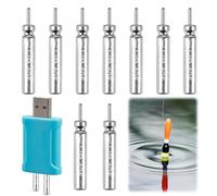 Lot de 9 piles CR425 compatibles avec les flotteurs LED - Rechargeables - Pour cloches d'alarme de pêche et flotteurs de pêche - Avec chargeur et batteries