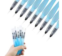 Lot de 9 pinceaux à eau vides en plastique - Avec réservoir d'eau rechargeable - Pour aquarelle et peinture débutant