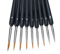 Lot De 9 Pinceaux Pour Peinture À L'Aquarelle, Avec Ligne À Crochet, Brosse Pour Peindre Les Cheveux De Belette, Dessin, Fournitures De Papeterie Artistique