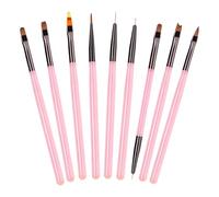 Lot de 9 pinceaux professionnels pour nail art - Pinceaux de peinture à ongles - Pour salon de manucure à domicile - Rose