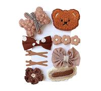 Lot de 9 pinces à cheveux pour fille - Jolies barrettes à cheveux - Ours - Pour fille - Arc - Cheveux mignons