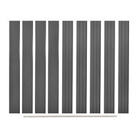Lot de 9 planches de clôture de rechange WPC - 170 cm - Gris - Avec barre d'extrémité - Pour kits de clôture de jardin - En bois composite durable avec grain de bois - Profilé en aluminium