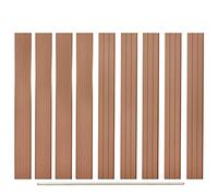 Lot de 9 planches de clôture de rechange WPC - 170 cm - Marron - Avec barre d'extrémité - Pour kits de clôture de jardin - Bois composite durable avec grain de bois - Système modulaire