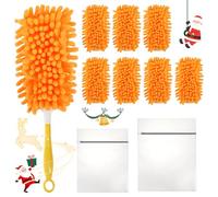 Lot de 9 plumeaux lavables pour Swiffer Duster - Recharge d'aimant à poussière à 360 ° - Réutilisables - Forte adsorption (avec 1 poignée de transport et 2 sacs à linge)