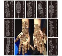Lot de 9 pochoirs de tatouage temporaire au henné réutilisables pour tatouage temporaire indien