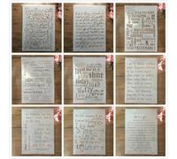 Lot de 9 pochoirs réutilisables pour travaux manuels, format A4, 29 cm, pour peinture sur bois, toile, dessin, art mural, décoration d'intérieur