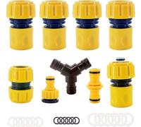 Lot de 9 Raccord Tuyau D'arrosage 3/4" 19mm,Kit de Raccordement de Robinet Tuyau de Jardin -Raccord D'arrosage Rapide,Double Mâle,Séparateur en Y,2en1 Robinet Filetage,Joint de Réparation de Tuyau