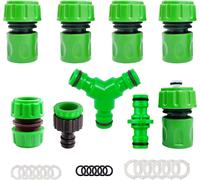 Lot de 9 Raccord Tuyau D'arrosage 3/4"" 19mm,Kit de Raccordement de Robinet Tuyau de Jardin -Raccord D'arrosage Rapide,Double Mâle,Séparateur en Y,2en1 Robinet Filetage,Joint de Réparation de Tuyau