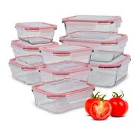 Classbach® Lot de 9 boîtes de conservation en verre avec couvercle, pour micro-ondes, lave-vaisselle et congélateur, boîtes de conservation en verre, boîte de rangement parfaite pour cuisine