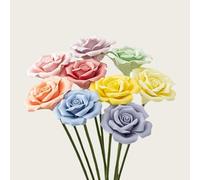 Lot de 9 roses en céramique faites à la main, avec des couleurs vives et des détails complexes de pétales, décoration de mariage, décoration de Noël, cadeau de Saint-Valentin offrant une beauté