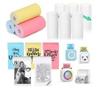 Lot de 9 rouleaux de papier autocollant thermique 57 mm x 25 mm pour mini reçus de poche, imprimante Bluetooth pour photo, bricolage, notes, mémos (3 papiers blancs + 3 papiers colorés + 3