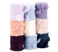 Lot de 9 rubans en mousseline de soie - 4 cm x 5 m - Ruban décoratif de mariage - Multicolore - Large - Pour invitations de mariage, bouquets de mariée, décorations (multicolore)